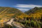 Middle Fork Flathead River with Scalplock Mountain in autumn in Glacier National Park, Montana, USA Art Print